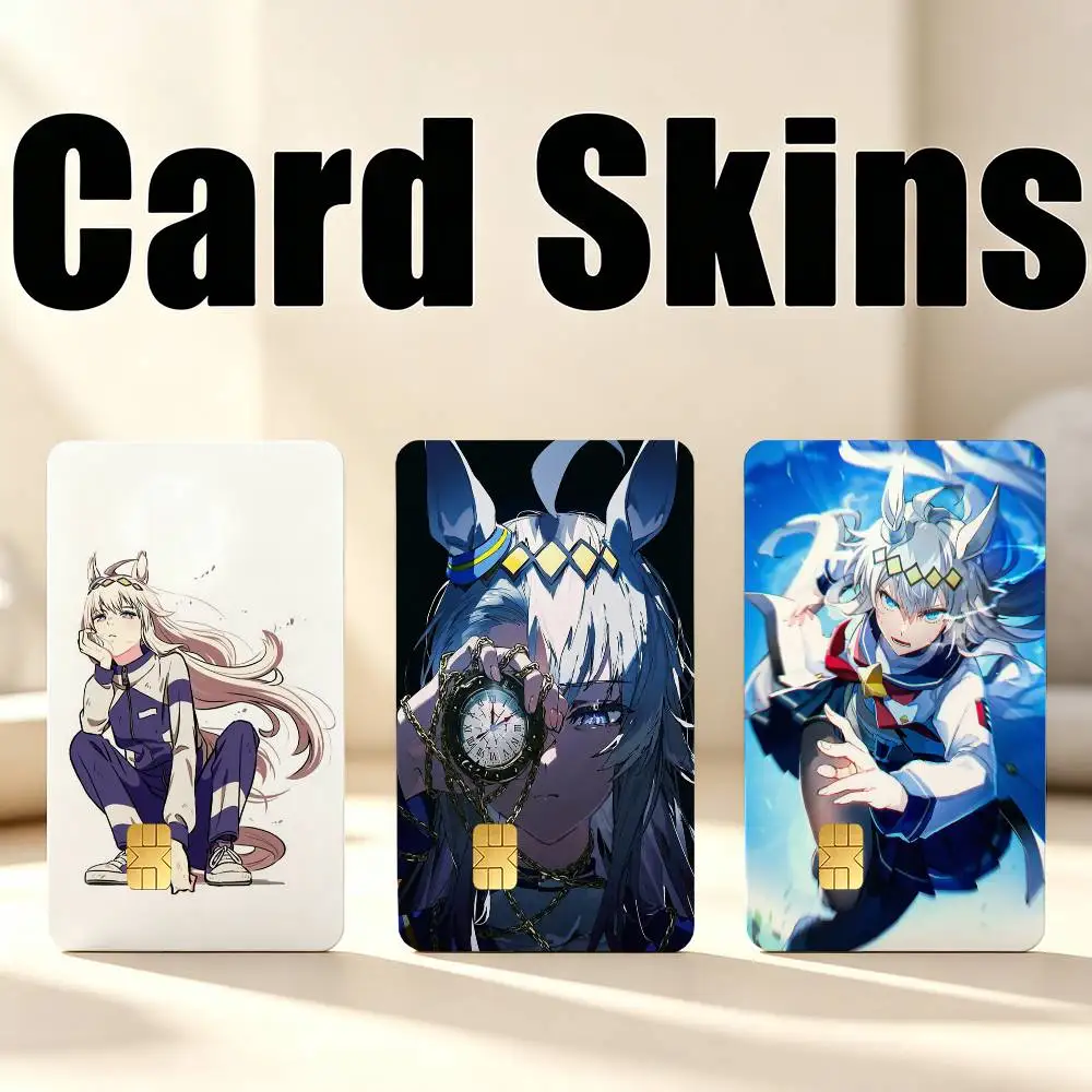 O-Oguri Cap Umamusum 1Set 4Pcs Waterproof Card Skin Stickers for Credit Bus IC Cards