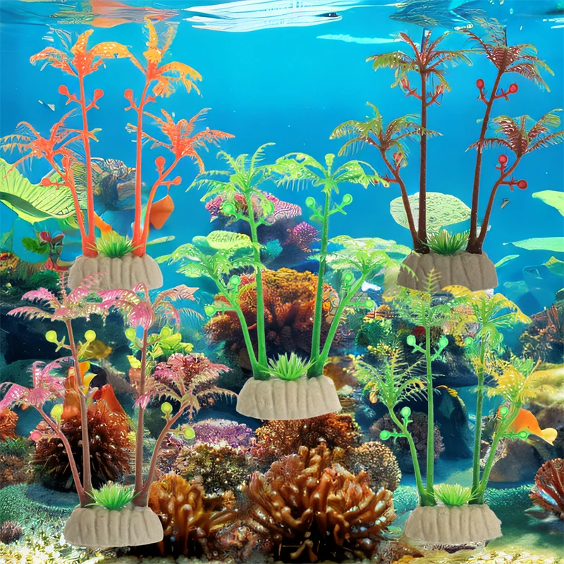 Creative Plastic Simulation Coconut Tree Fish Tank Aquariums Landscape Decorations DIY Home Decoration Accessories Gifts