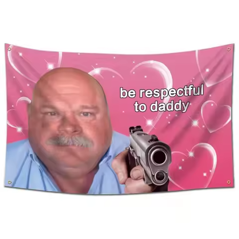 Respectful To Daddy Funny Flag Tapestry for Man Cave Dorm Bedroom Gym Party Wall Hanging Decoration