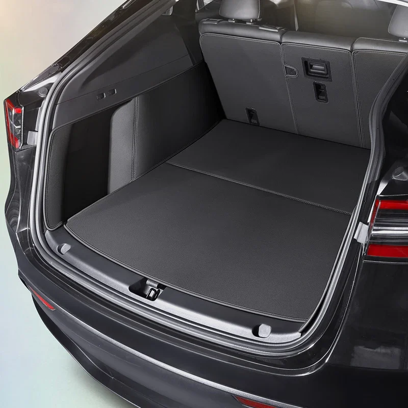 

For Tesla Model Y Custom Fit Trunk Mat Car Interior Accessories Durable Genuine Leather Carpet for Back Storage Trunk Cargo Mat