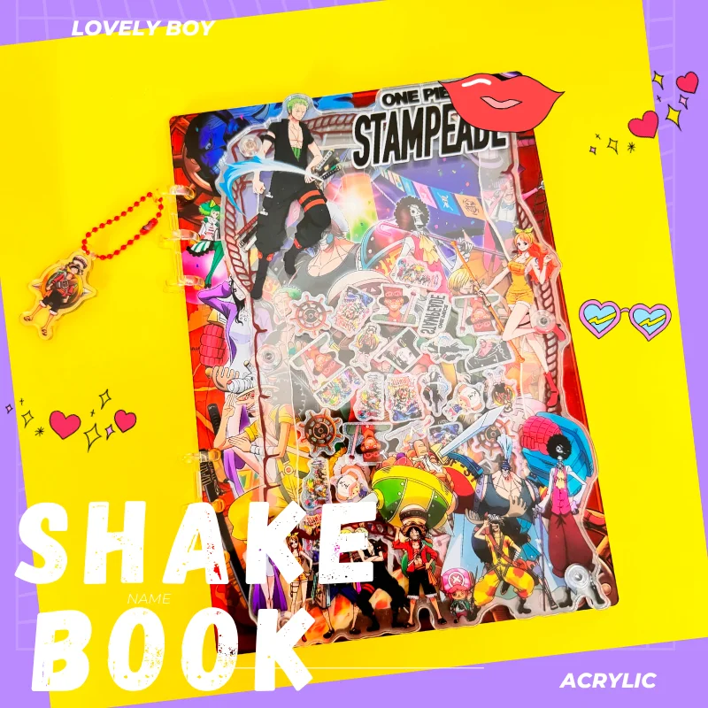 Acrylic Shake Book A5 A7 One Piece Anime Diary Scrapbook DIY Writing Portable Handbook Stationery Kawaii School Friends Gift