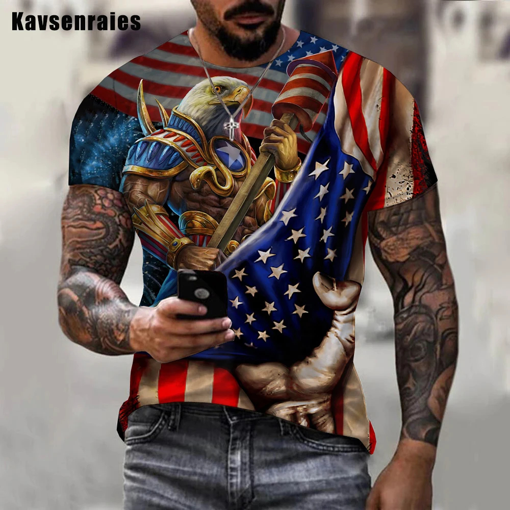 2022 nova moda águia bandeira impressão 3d camiseta das mulheres dos homens verão harajuku streetwear manga curta unisex casual oversized topos