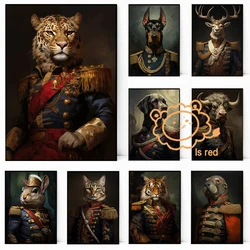 Animal Generals Poster Sphynx Cat Lion Rabbit Buffalo Gorilla General Canvas printing Home wall decoration frameless painting