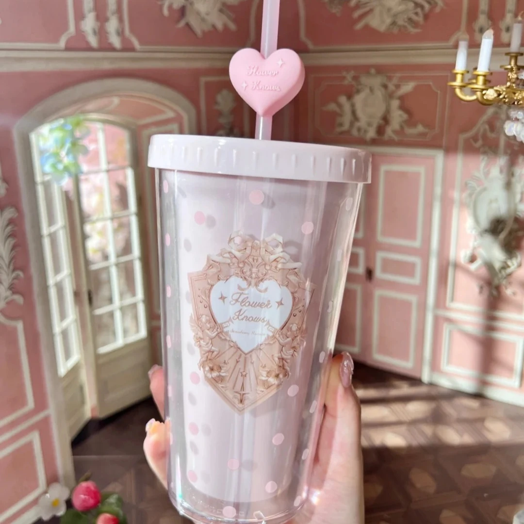 

Flower Knows Strawberry Rococo Cold water Cup Exquisite Relief Pink heart Water Cup