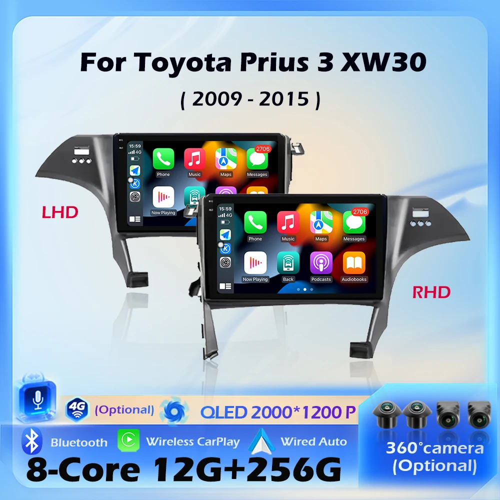 

Car Radio Multimedia Video Player Android16 For Toyota Prius 3 XW30 2009 - 2015 Wireless CarPlay Navigation GPS 4G WIFI 10inch