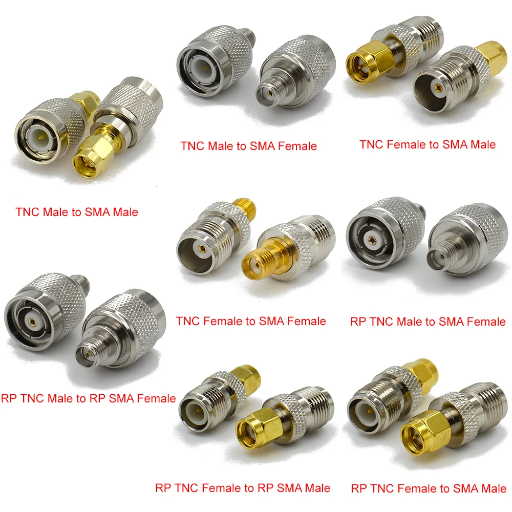 TNC\\RP-TNC to SMA\\RP-SMA Connector Male Plug & Female Jack Straight RF COAXIAL Adapter 50ohm Wire Terminals Test Converter Brass