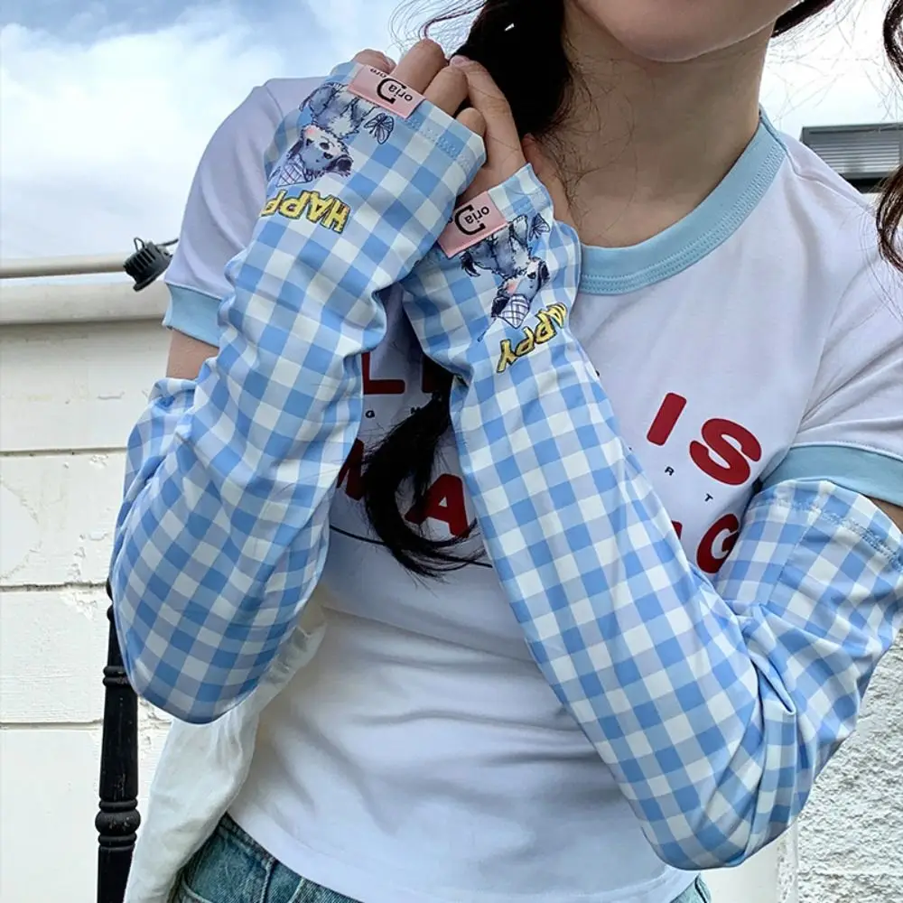 ระบายอากาศได้ดี ป้องกันรังสียูวี แขนผ้าไหมน้ำแข็ง การ์ตูน น่ารัก หลวม แขนกันแดด ป้องกันแสงแดด ปลอกแขน ถุงมือขี่จักรยาน ขับรถ