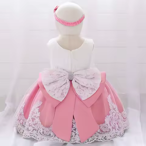 Baby Girl Christmas Dress Birthday Party Princess Dresses Cute New Kids Evening Costume Wedding Dresses With Bow