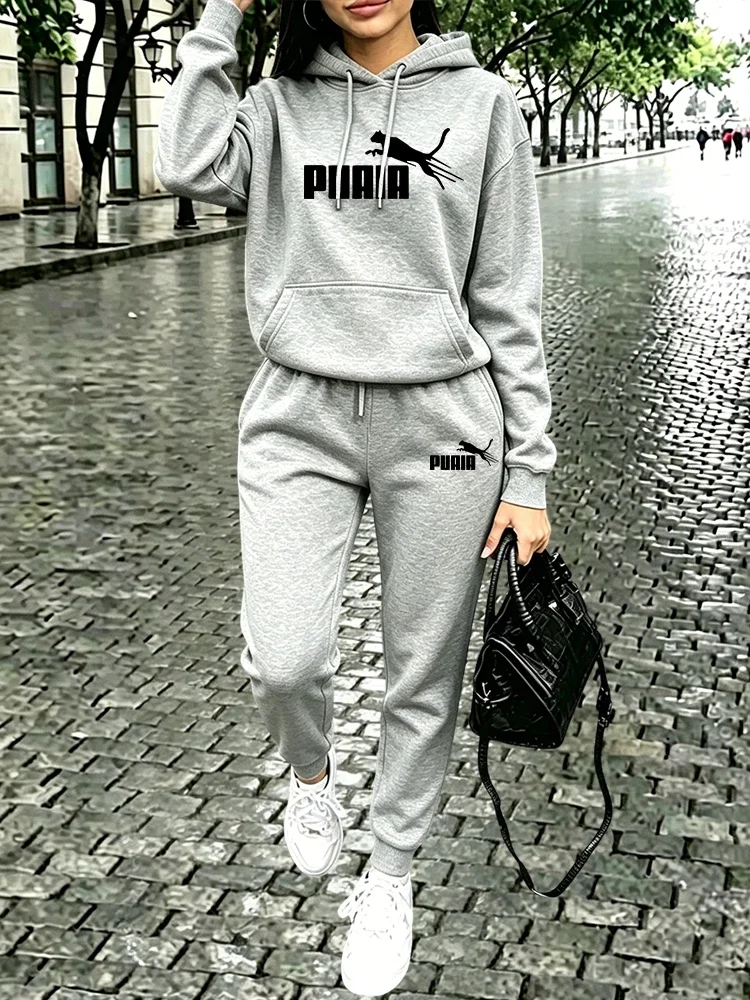 Pure Color Sportswear Women's Set/Hoodie/Pants Autumn Winter Daily Casual Sports Jogging Suits Hooded Sweatshirts and Sweatpants