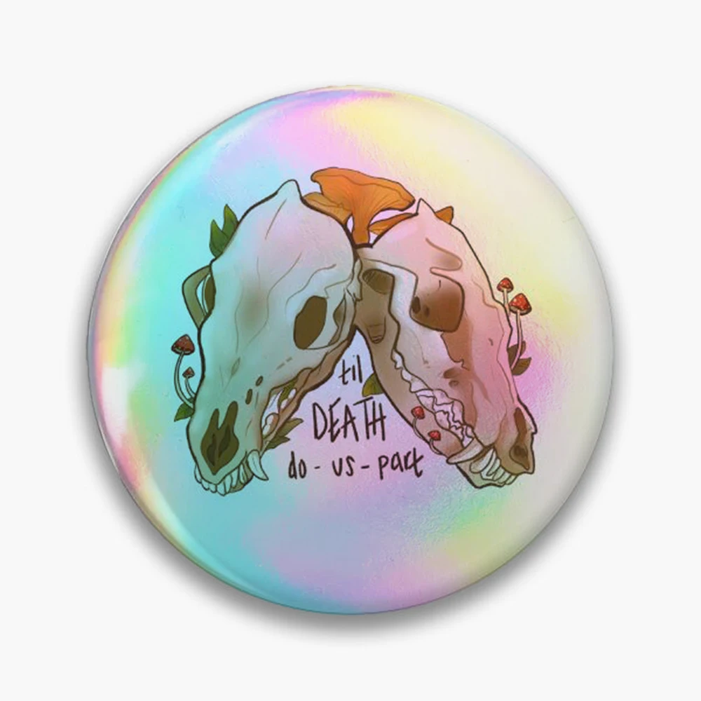 Til Death Do Us Part - Fox Skulls Pin Holographic Star Heart Pin Brooches Laminated Button Fashion Accessory
