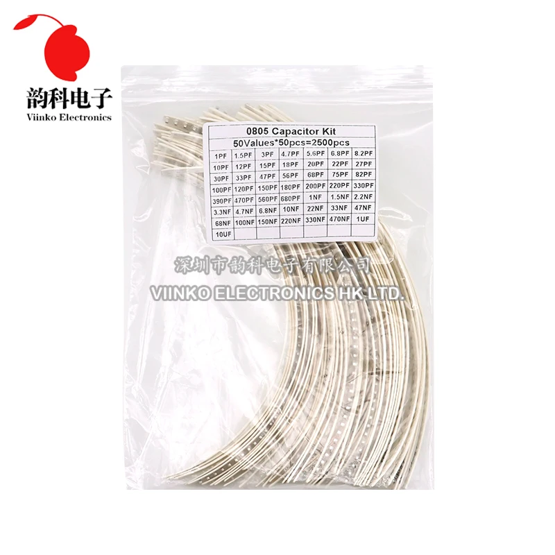 2500pcs 0402 0603 0805 SMD keramik kapasitor berbagai macam Kit 50 nilai 1pf-10 uF 100PF 10NF 100NF 0.47UF 1UF Chip kapasitansi Set