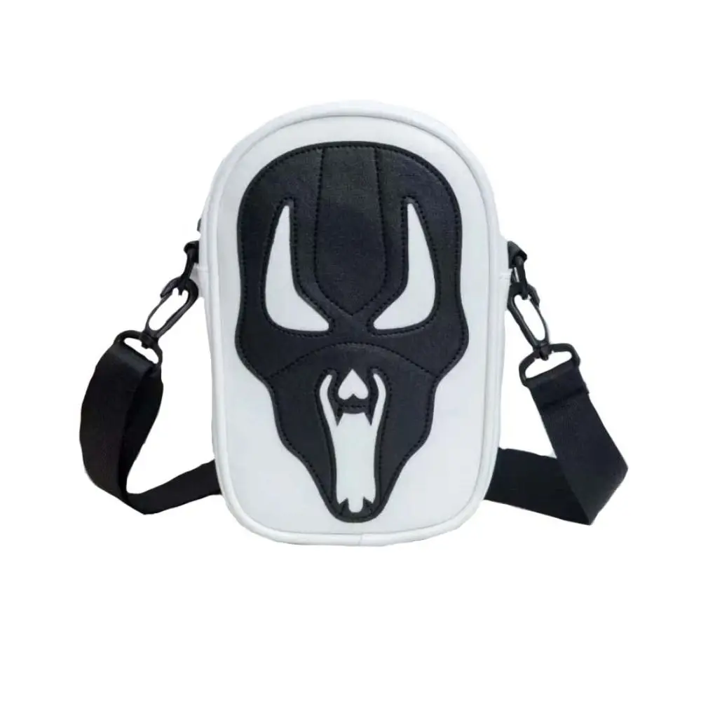

PU Leather Halloween Skull Crossbody Bag Square Waterproof Skeleton Funny Shoulder Bag Zipper Storage Bag