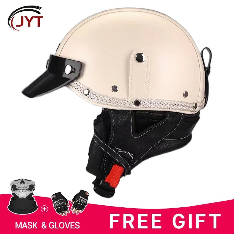 

White Rattan Weaving Helmets Motorcycle Half Helmets Cruise Helmets Electric Vehicle Safety Helmets Suitable Men Women in Summer