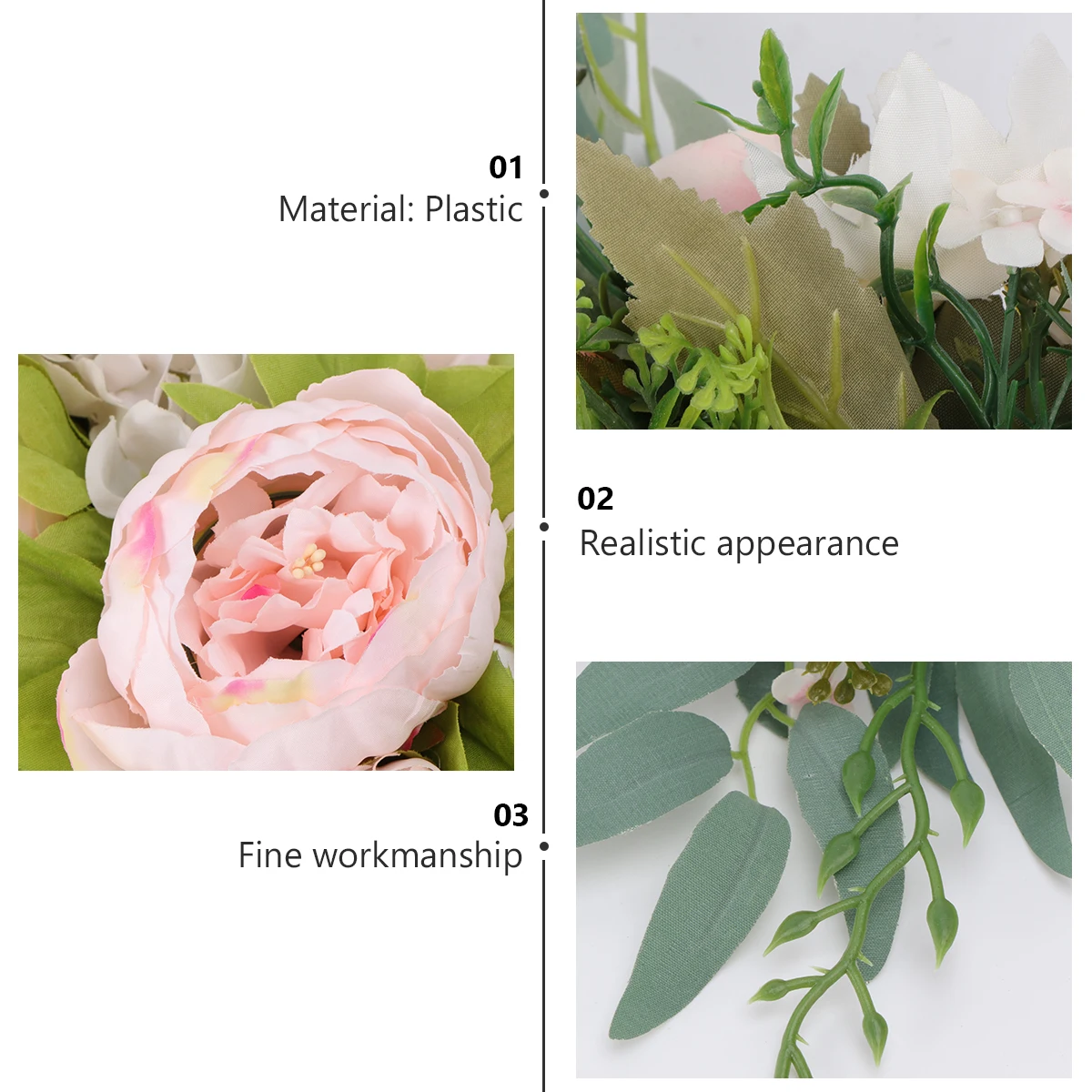 

Artificial Peony Garland Door Decor Vivid Plants for Shop Window WallDecoration Photo Prop Home Ornament Artificial Wreath