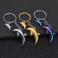 Creative 3D alloy colorful dolphin keychain. A delicate ocean-themed keychain, suitable for decorating bags and a small gift.