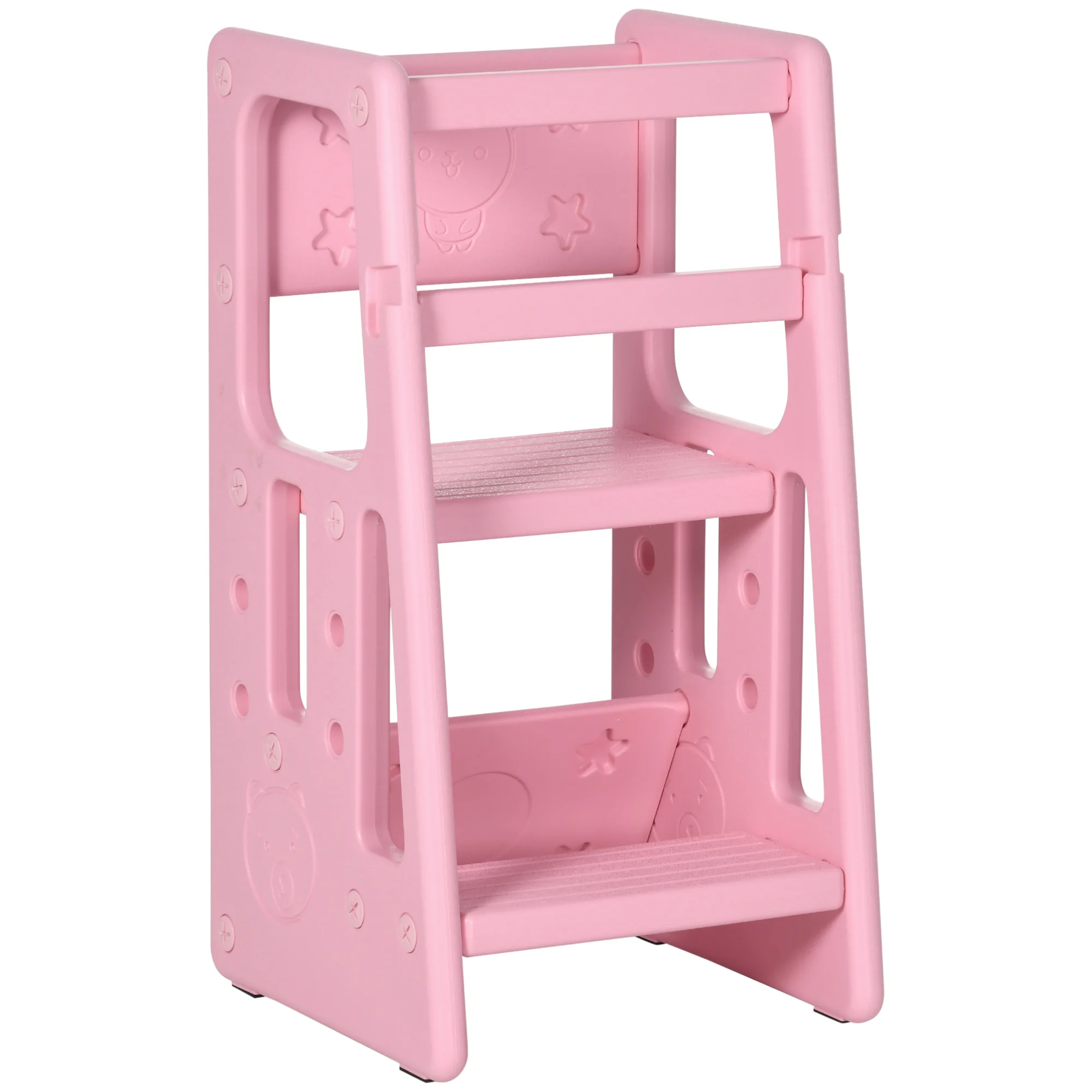 Homcom Torre de Aprendizagem para Crianças com Altura Ajustável 47X47X90 cm Rosa