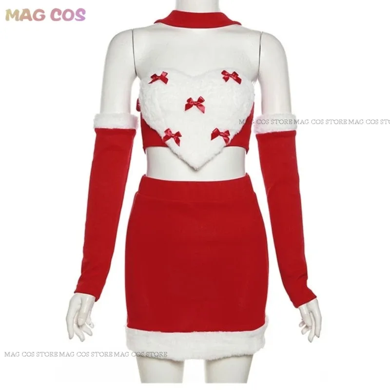 

a7d@S2025 New Christmas Party Dress Cutie OutFit E Sexy Lingrie Cosplay Costume Bra Sexy Red Velvet Full Set Halloween Women Xm