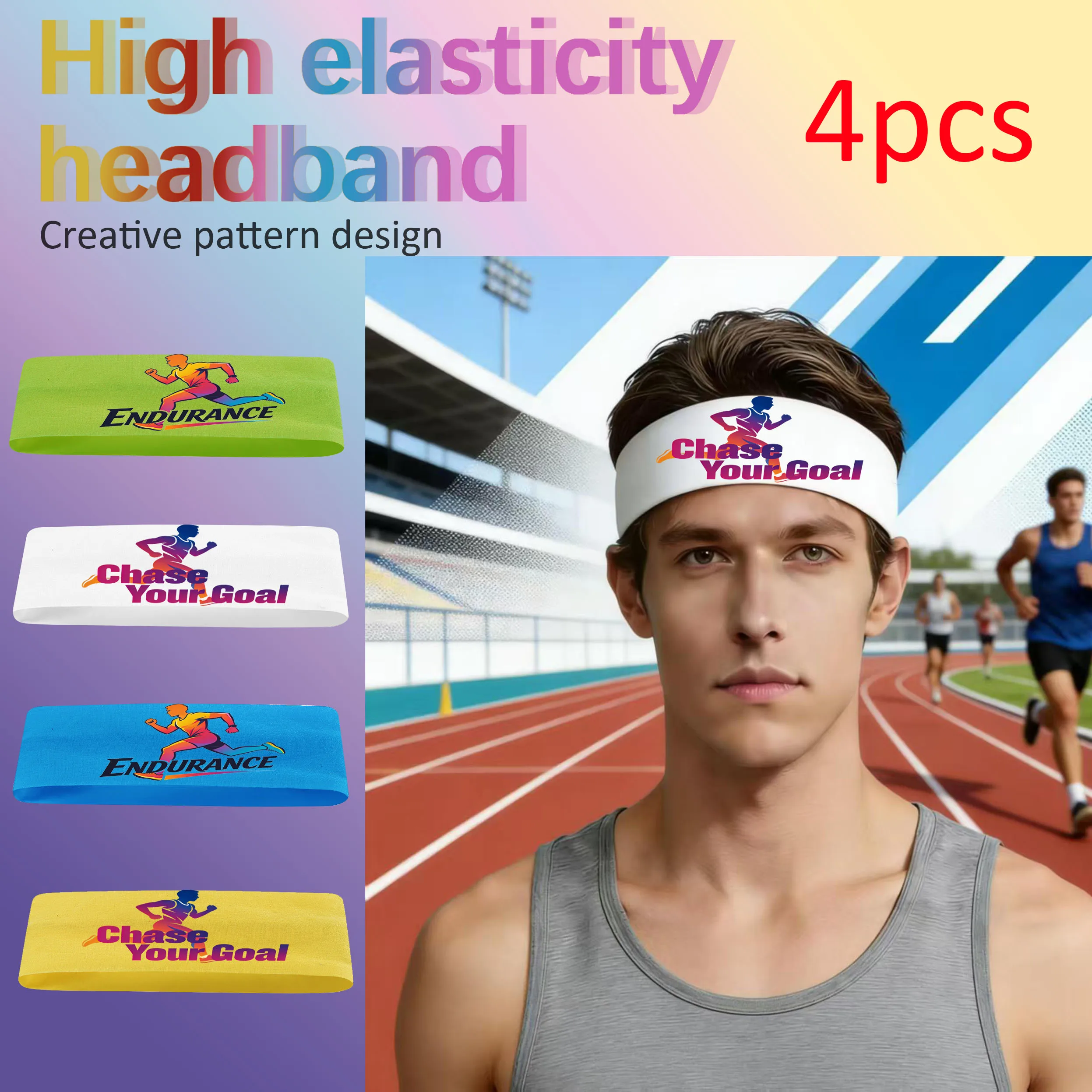 

4 шт., спортивная повязка на голову унисекс с защитой от пота, подходящая для баскетбола, фитнеса, марафона, персонализированная повязка на голову для улицы