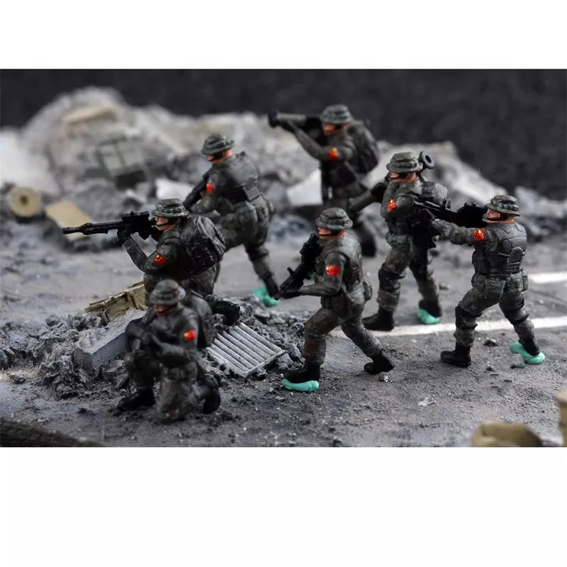 

1:72 Scale Model 3D Printing Painted 7Pcs Chinese Snow Leopard Assault Team Soldiers Toys DIY Scene Accessory Display Fans
