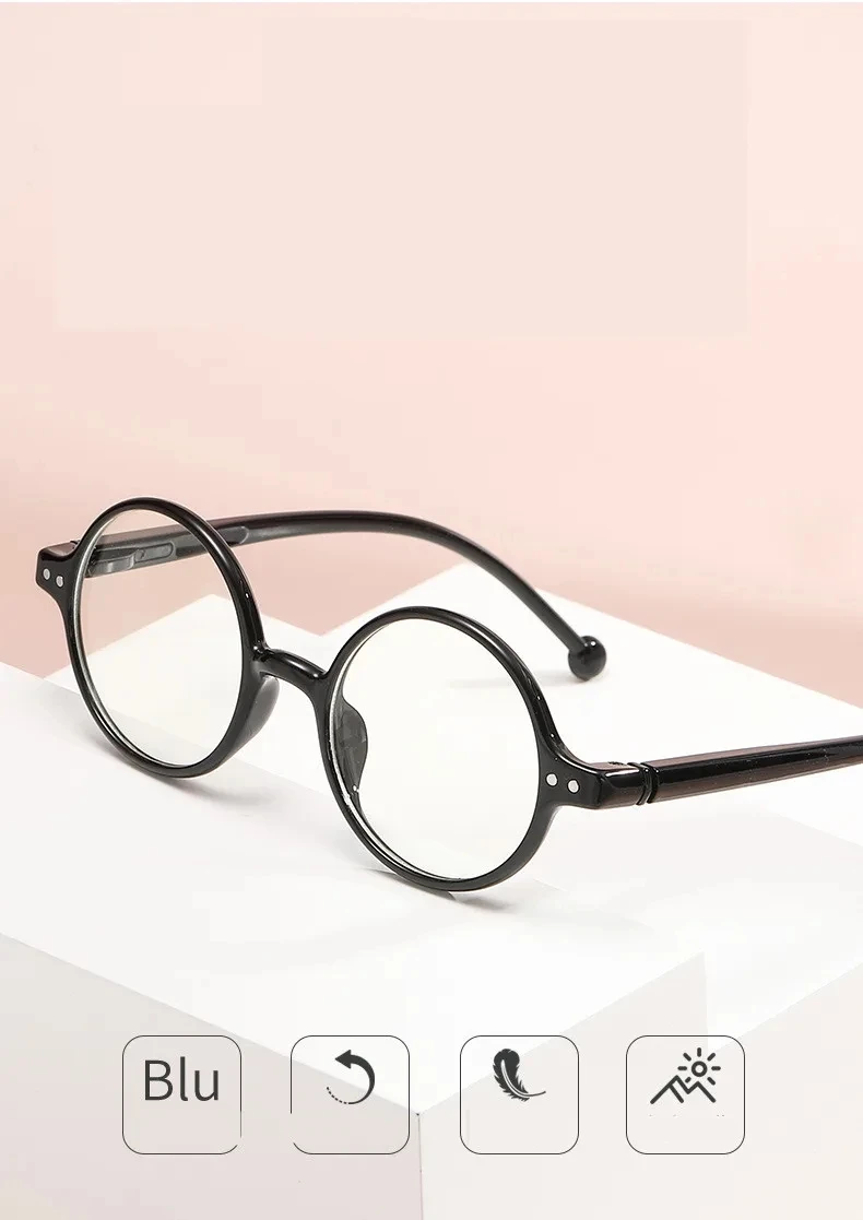 Mode Runde Lesebrille Frauen Männer Federscharnier mit Holz-Look Presbyopie Brille Brillen Klassische Leser Komfort – Detail 1