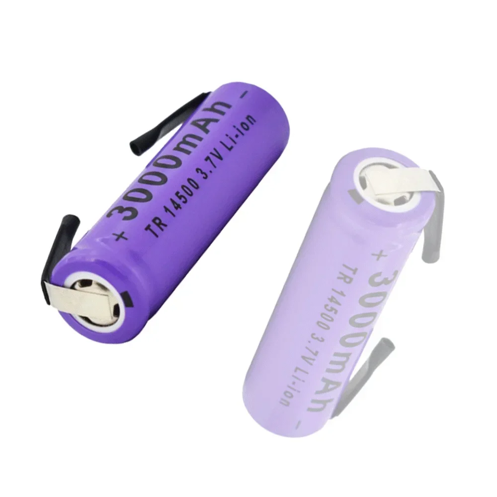 Batterie au lithium aste pour lampe de poche LED, 3.7V, 3000mAh, ICR 14500, 24.com, soudage, feuille de dégrad, 24.com