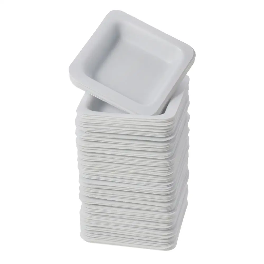100pcs New Plastic Weigh Boat Set 7ml White Weighing Vessel Weighing Plates Measuring Storing Powders Liquids