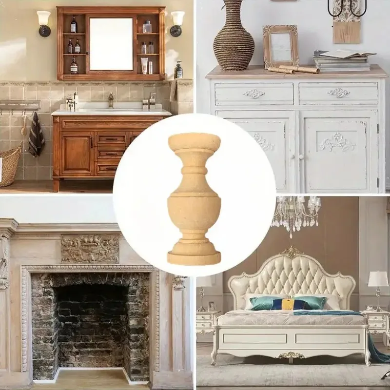 

10pcs Dining Table Centerpiece Decor Unfinished Wood Spindles Craft Baluster Columns Sturdy Solid Wood Decorative For Wine Rack