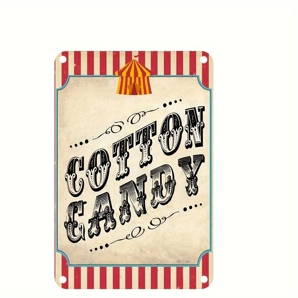 [Carnival Fun] Vintage Carnival Candy Metal Tin Sign - Classic Playground Wall Art, Home, Bar, Cafe Decorative Iron Poster, Mult