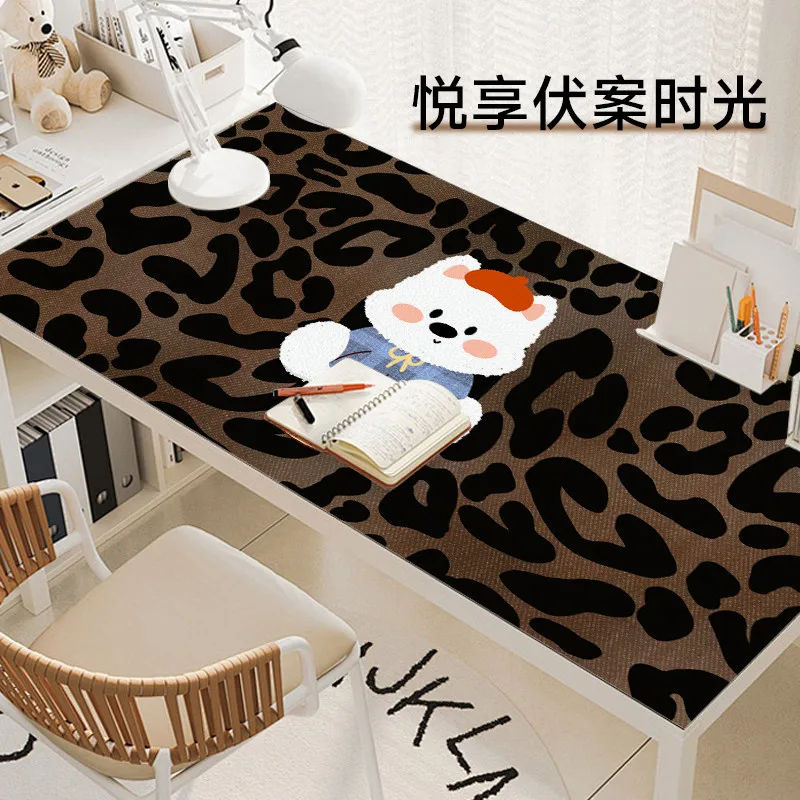 Leopard Print Simple Cute Dog Leather Mouse Pad Non-Slip Waterproof Desk Mat Comfortable Office Game Mousepad Desk Mat PC Laptop
