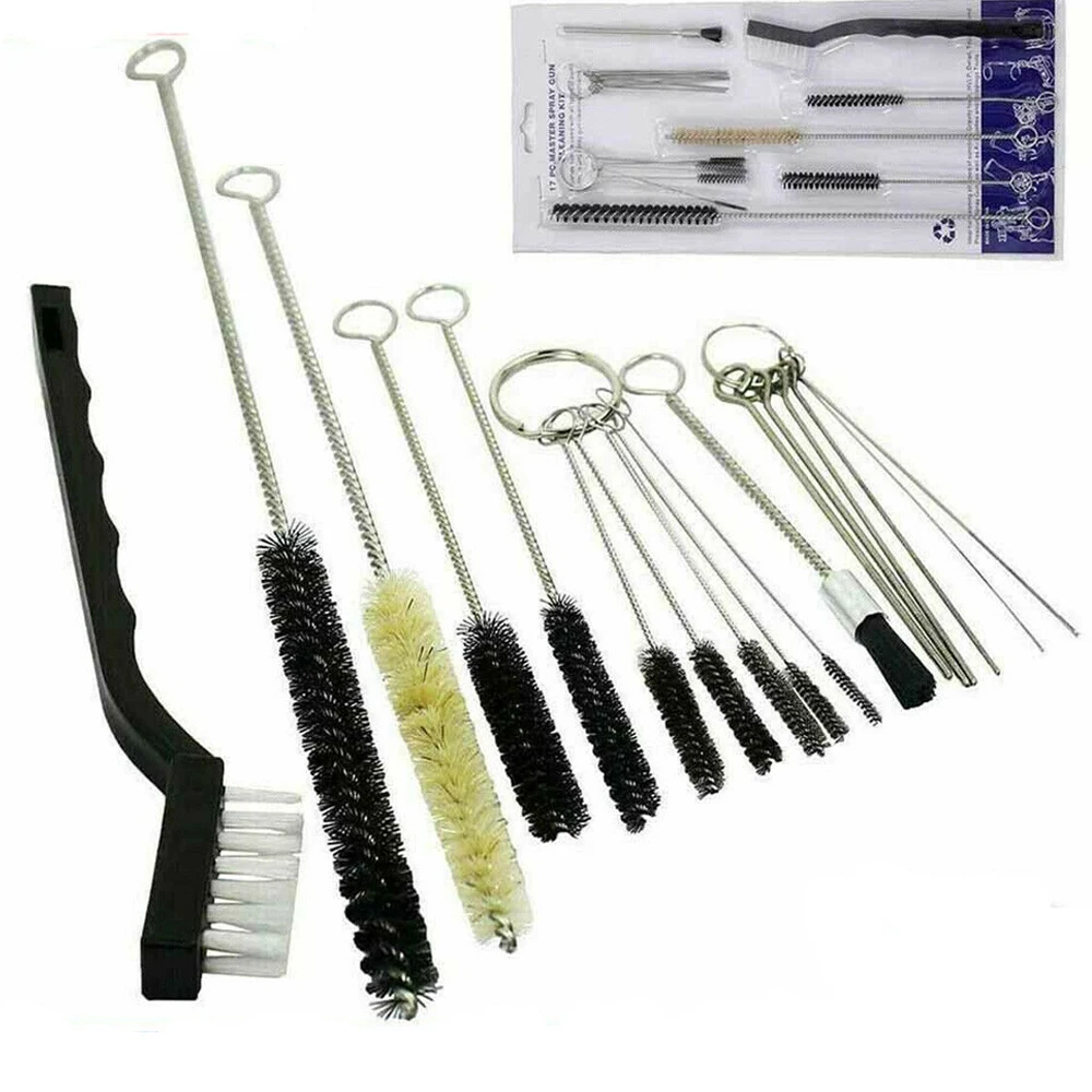 21Pcs Airbrush Paint Spray Gun Nozzle Tip Cleaner Tool Cleaning Brush Set Kit Multi-Purpose Clean Accessories