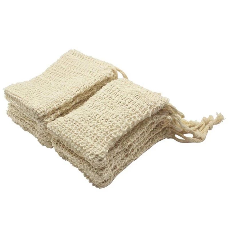 Bolsa de jabón de Sisal Natural, protector de jabón exfoliante, 60 piezas