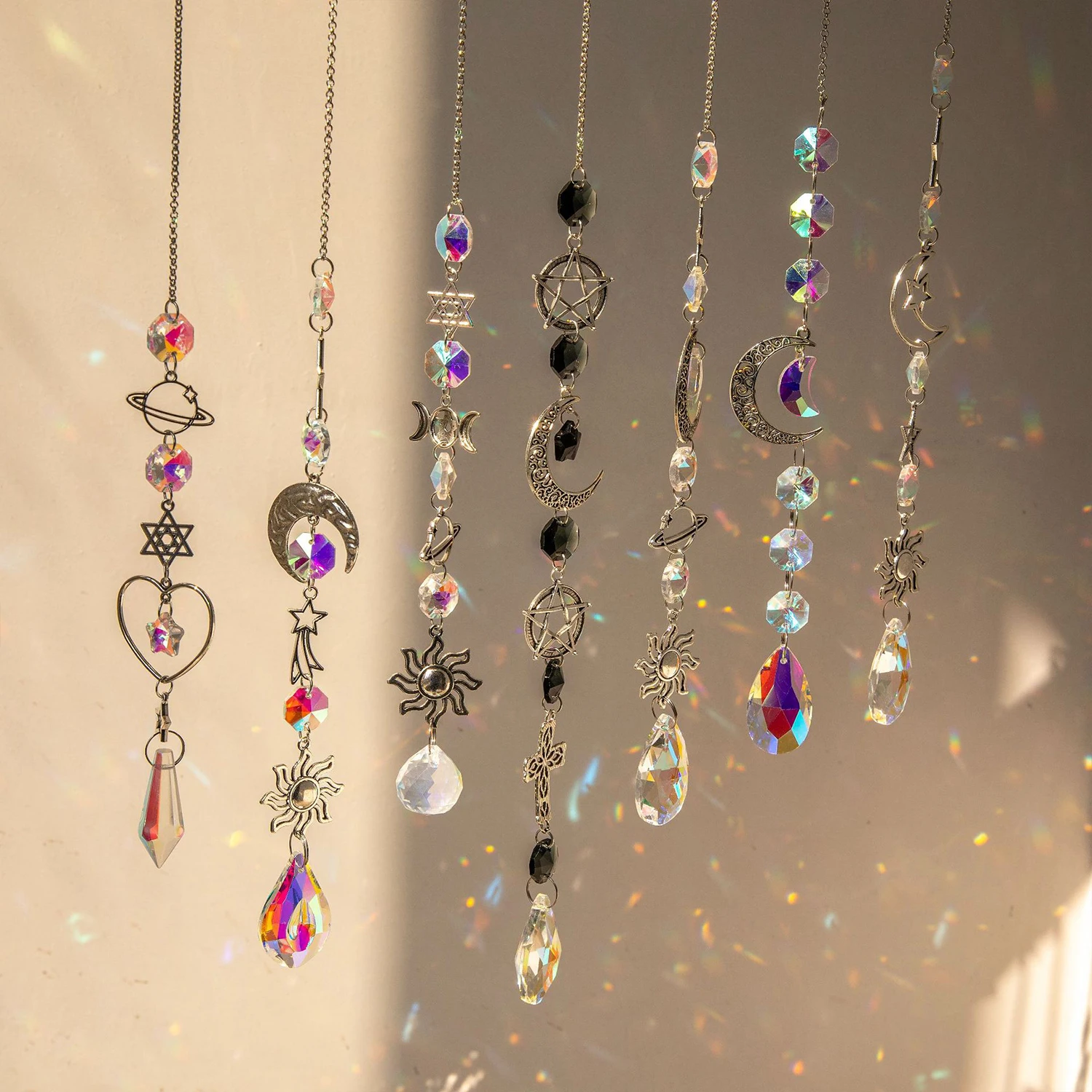 Colorful Suncatcher Crystal Wind Chimes Sun Catcher Light Catching Pendant Home Bedroom Balcony Window Garden Hanging Decoration