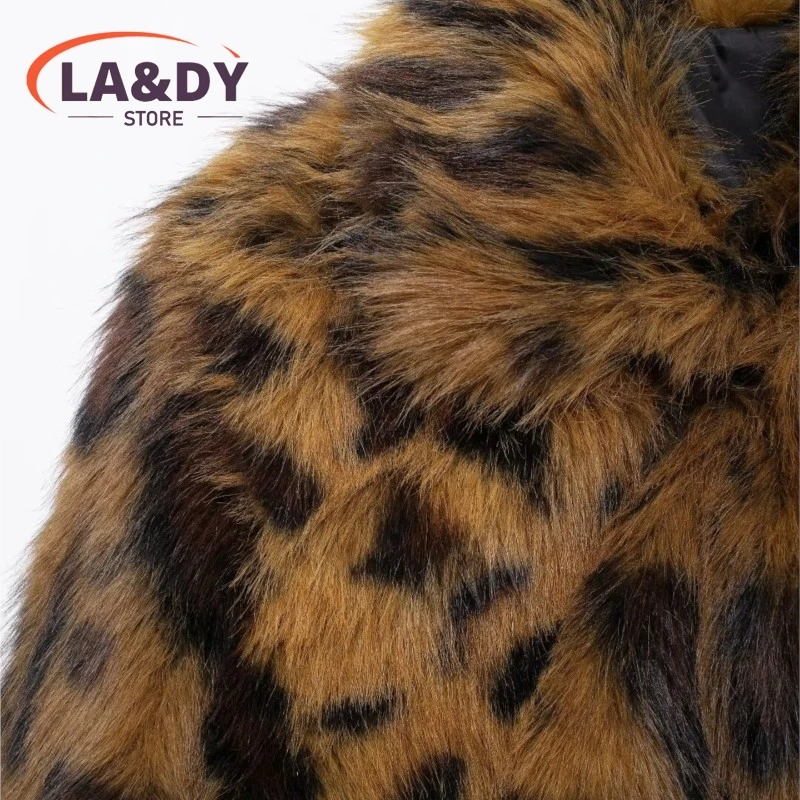 Faux Fur Coat Women 2024 Winter Fashion Loose Simple Versatile Leopard Grain Female Casual Long Sleeve Warm Outerwears Tops