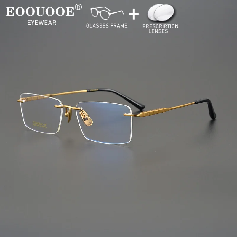 الذهب الجهاز الربيع بدون شفة التيتانيوم الرجال النظارات وصفة طبية العدسات الأشعة فوق البنفسجية حماية قصر النظر التقدمي النظارات البصرية القراءة