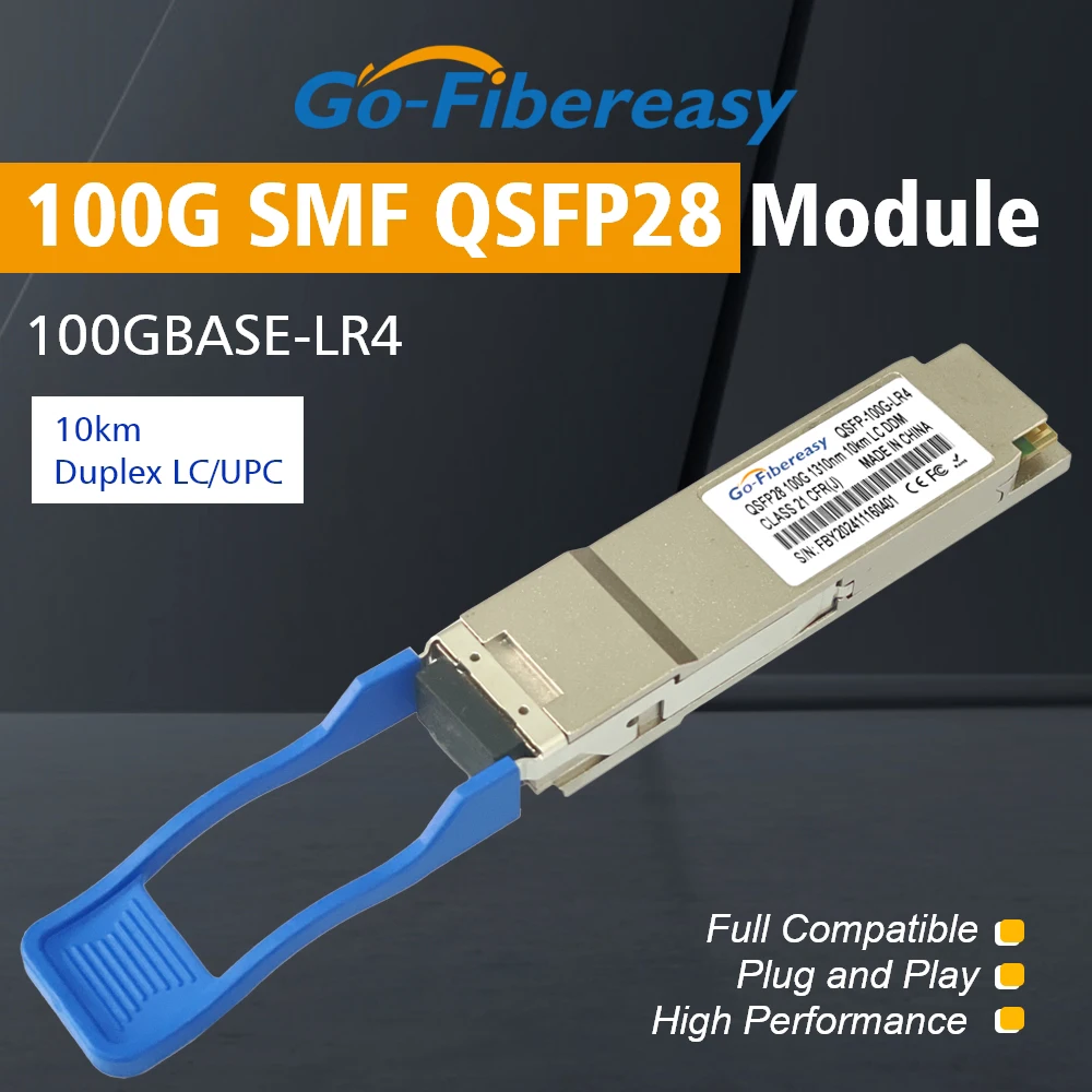 

100Gb QSFP28 10km LC LR4 Optical Module 1295nm~1310nm SMF 2LC DDM Transceiver Module For Juniper Huawei Arista Ethernet Switch