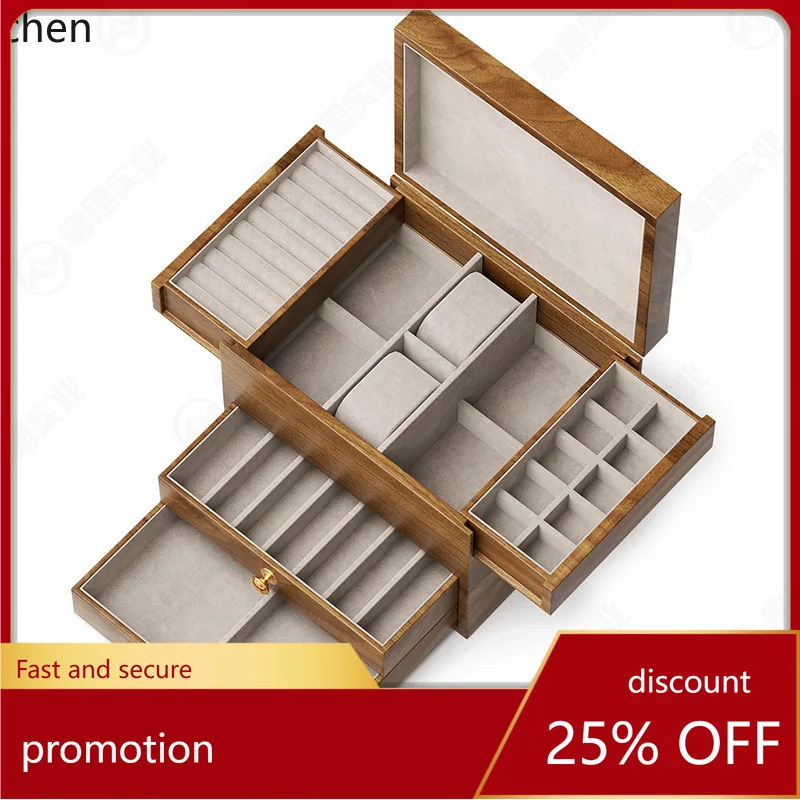 

ZML jewelry storage box, vintage large-capacity wooden jewelry box for necklaces, and other accessories, high-end wooden box