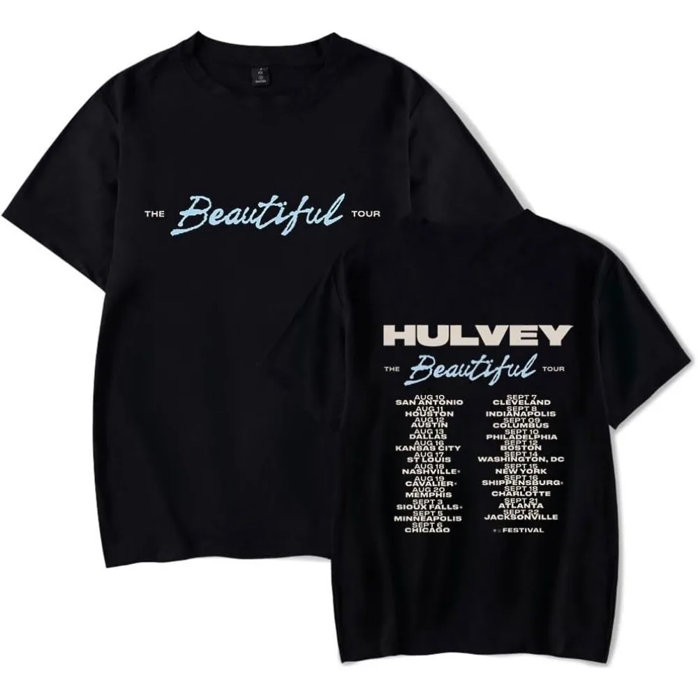 

Hulvey Beautiful Tour Short Sleeve Merch Tee Women Men Crewneck Fashion T-shirt Unisex Tops