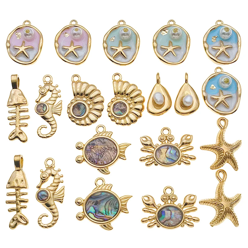 

10pcs/lot Jewelry Accessories Mix Stainless Steel Peal Fishbone Charms For Jewelry Making Phone Chain Pendant