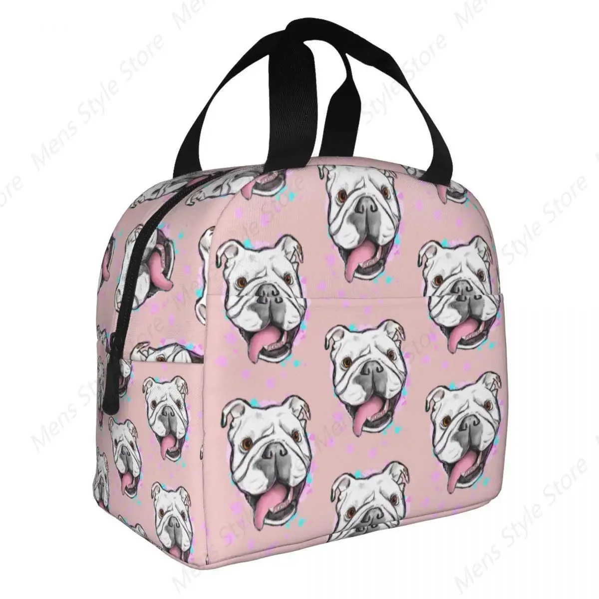 English Bulldog Insulated Lunch Bag British Dog Portable Cooler Thermal Bento Box for Women School Children Picnic Food Bags