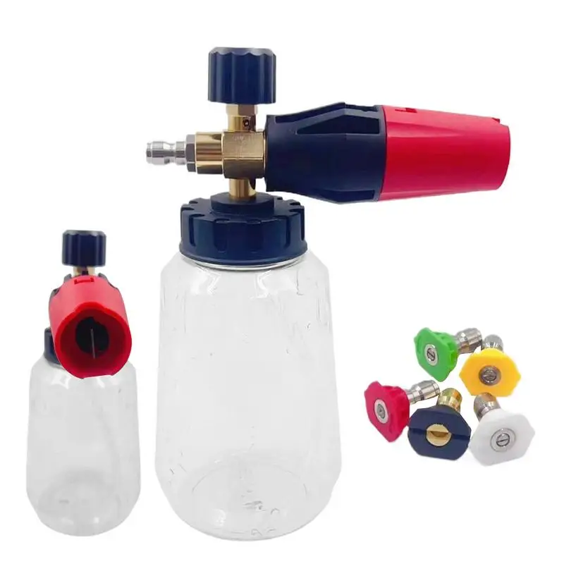 

Пенная пушка для чистки автомобиля для мойки высокого давления с двойным разъемом, насадка для мыла, очиститель бластеров с 5 насадками для авто