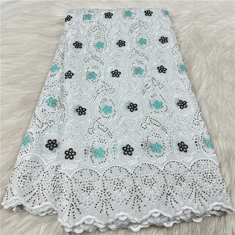 

5-ярдовая высококачественная швейцарская кружевная ткань, сухая кружевная вышивка, африканская 100% хлопчатобумажная ткань, швейцарская вуаль, кружево в Дубае, 18L1101501
