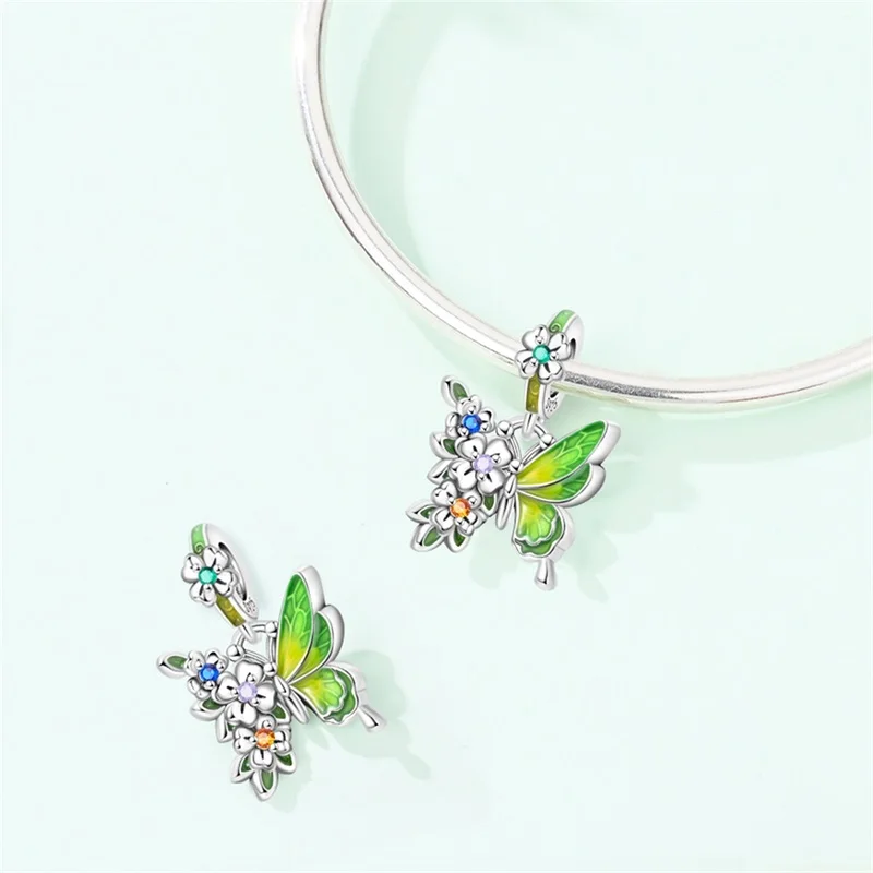 

925 Sterling Silver Romantic Fresh Butterfly Charms Beads CZ Zircon Dangle Fit Original Bracelet DIY For Women Jewelry Gifts