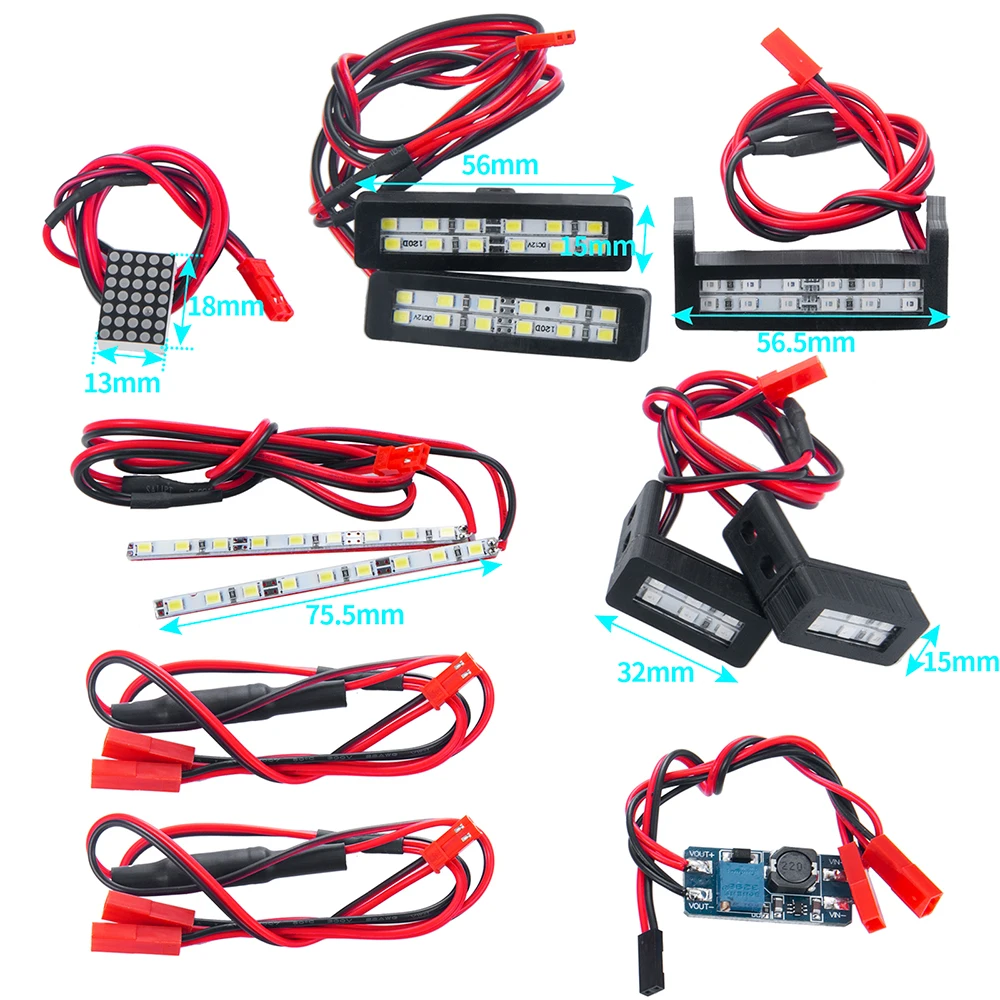 YEAHRUN LED Front Rear Light Headlight Taillight Set For 1/7 Limitless F1 RC Crawler Car Upgrade Parts