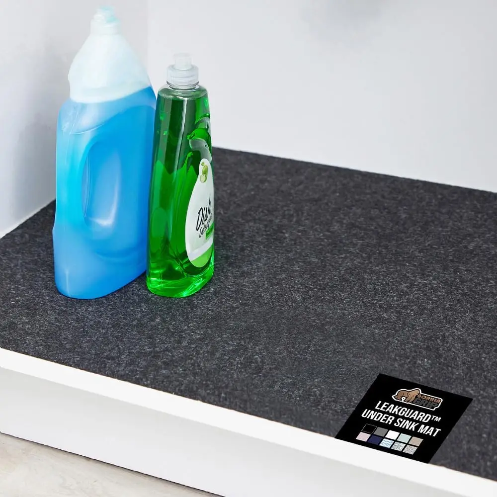 

Waterproof Under Sink Mat, Quick Dry Shelf Liner for Kitchen and Bathroom, Easy Trim Charcoal 24x30