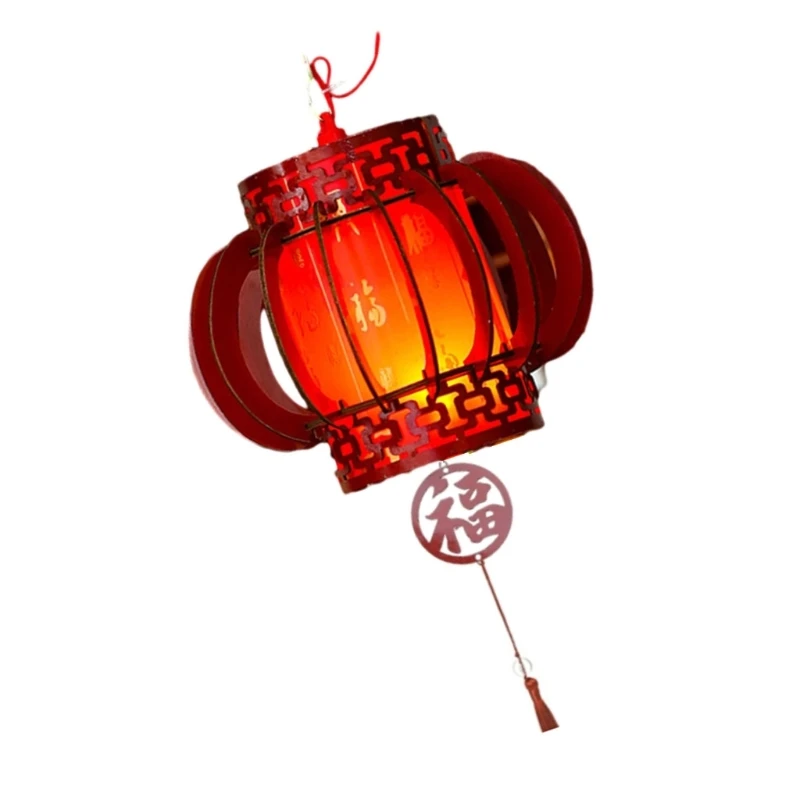 Luminous Chinese New Year Lanterns Beautiful Led Glowing PVC Lanterns withTassel Drop Shipping