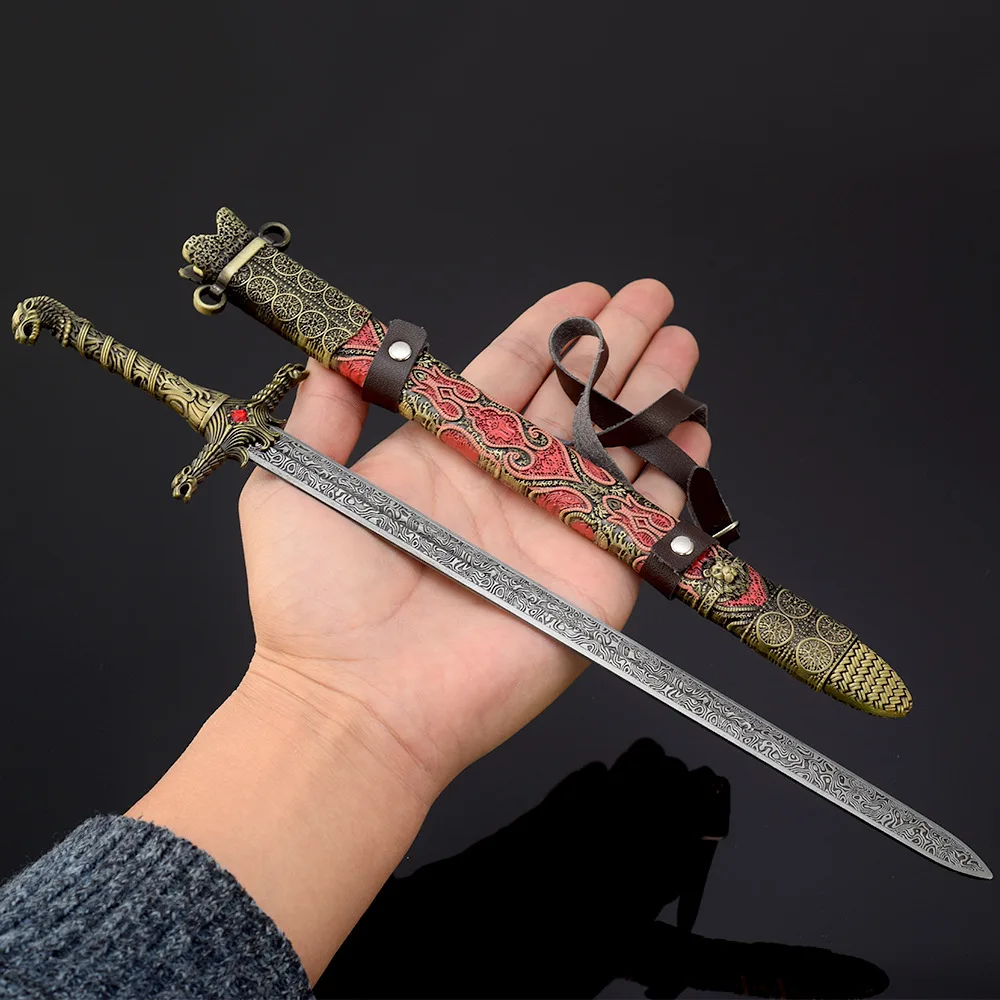 30cm Oathkeeper Sword Keychain Medieval Knight Valyrian Steel Game Movie TV Peripherals All Metal Krieger Long Sword Toy Gifts