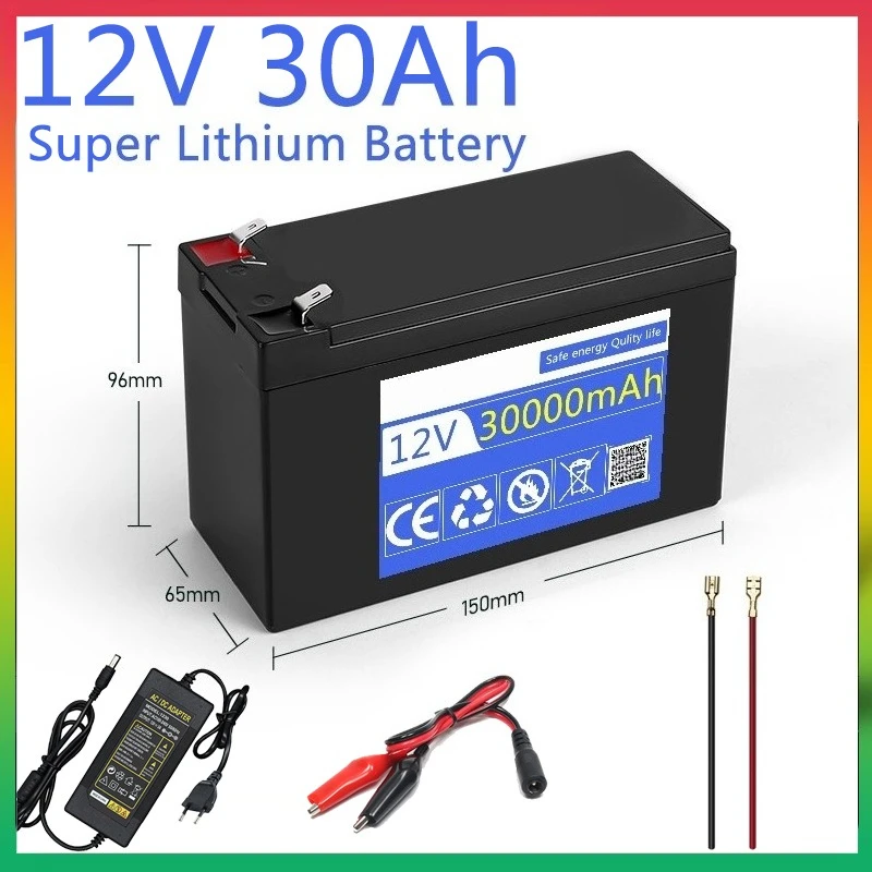 

12V 30000mAh 18650 Rechargeable Lithium Battery 30A Sprayer Built-in High Current BMS Electric Vehicle Battery 12.6V 3A Charger