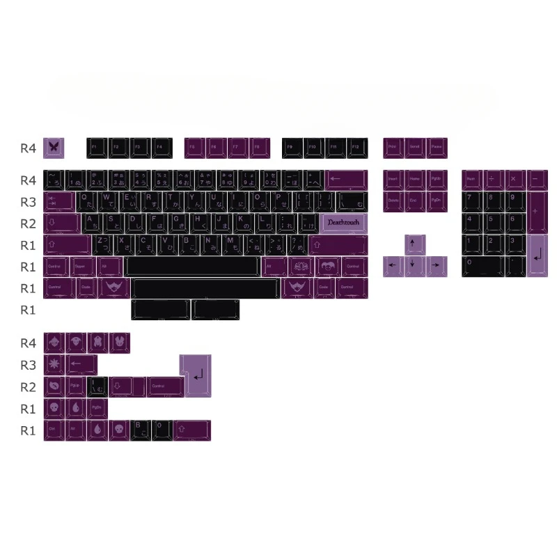 GMK-パーソナライズされた黒い蓮のテーマのキーキャップ,pbt,カスタムキーボードキャップ,メカニカルキーボード用のチェリープロファイルのゲーミングキーキャップ,135キー