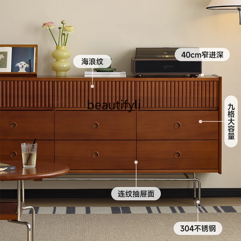 

Nordic solid wood nine-chest cabinet retro locker living room bedroom entrance storage cabinet