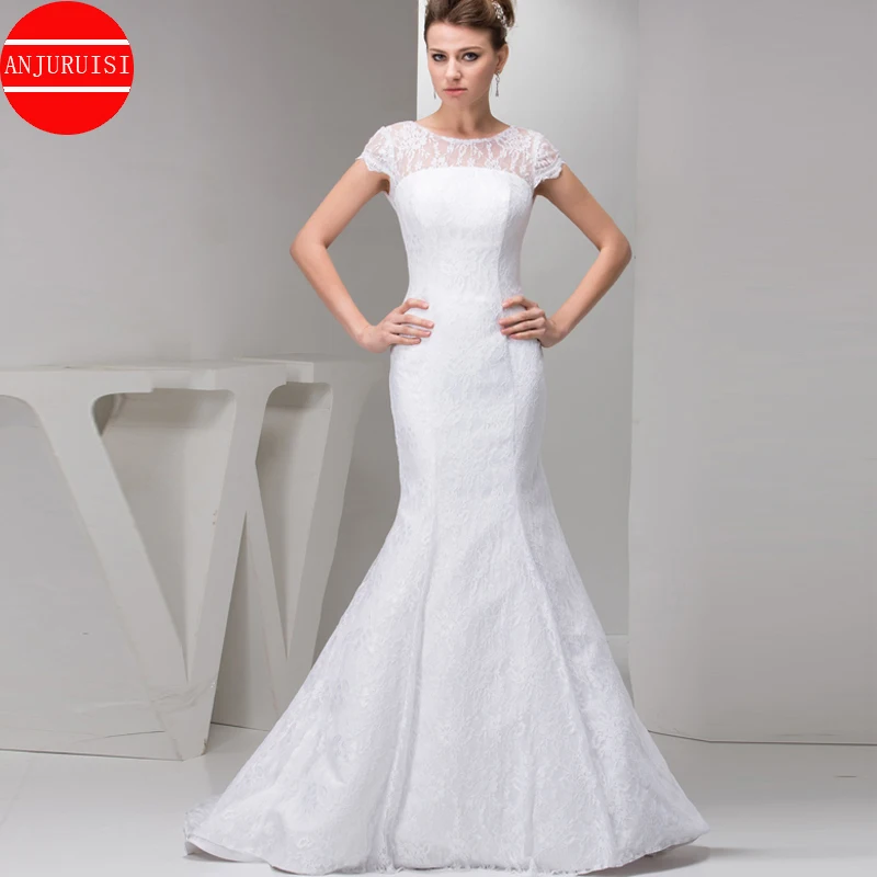 

Cap Sleeves Mermaid Vestido De Novia 2022 Boda Elegante France Lace Wedding Dresses For Women Simple Bride Gown Suknia Ślubna